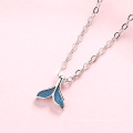 minimalistischer Schmuck Modell blaue Meerjungfrau Fischschwanz Anhänger Halskette Silber Kupfer Messing Schmuck